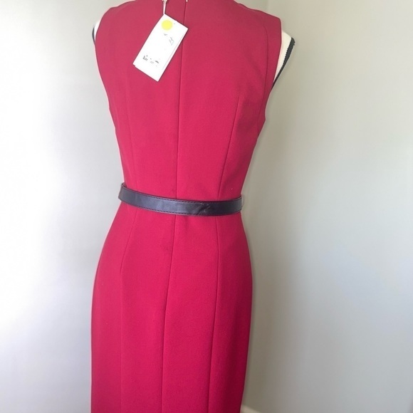 𝅺Office Ready🤩NWT Hugo Boss Red Shift Sleeveless Career Dress Size 40IT/4US - Picture 5 of 11